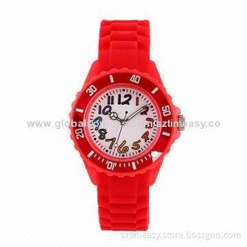 Hot Sale Silicone Watch with Silicone Band and Plastic Case